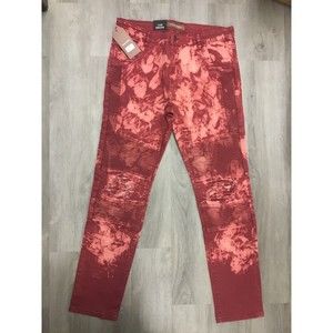 Crysp Denim Jeans 36x34 Burgundy distressed bleached MENS
